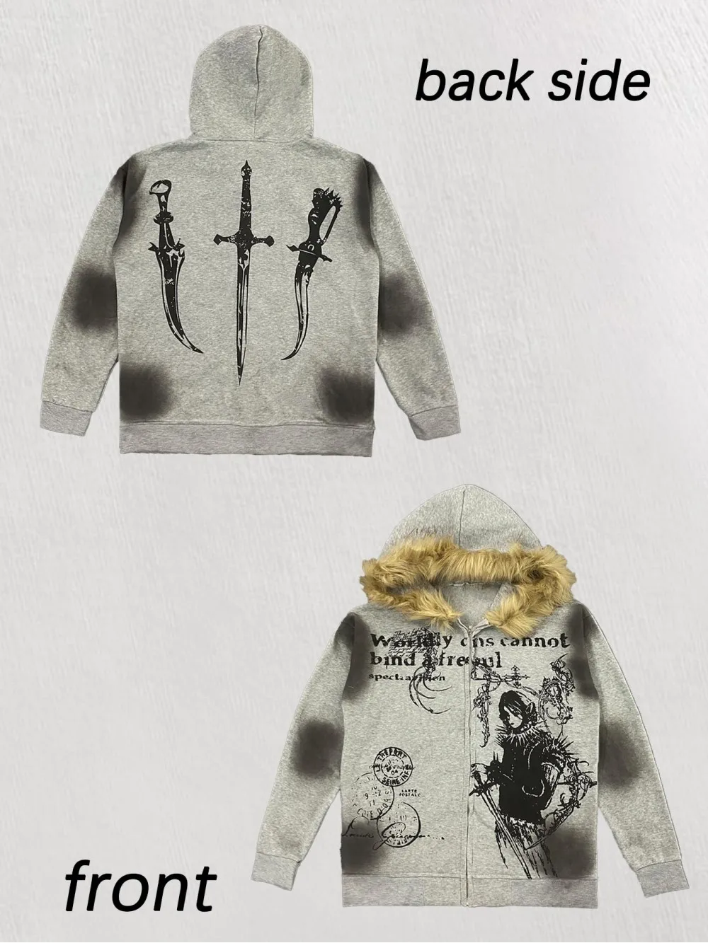 

Новая толстовка с капюшоном и меховым воротником в европейском и американском стиле для мужчин и женщин, коллекция 2026 года, модный дизайн в стиле Харадзюку, темные тона.