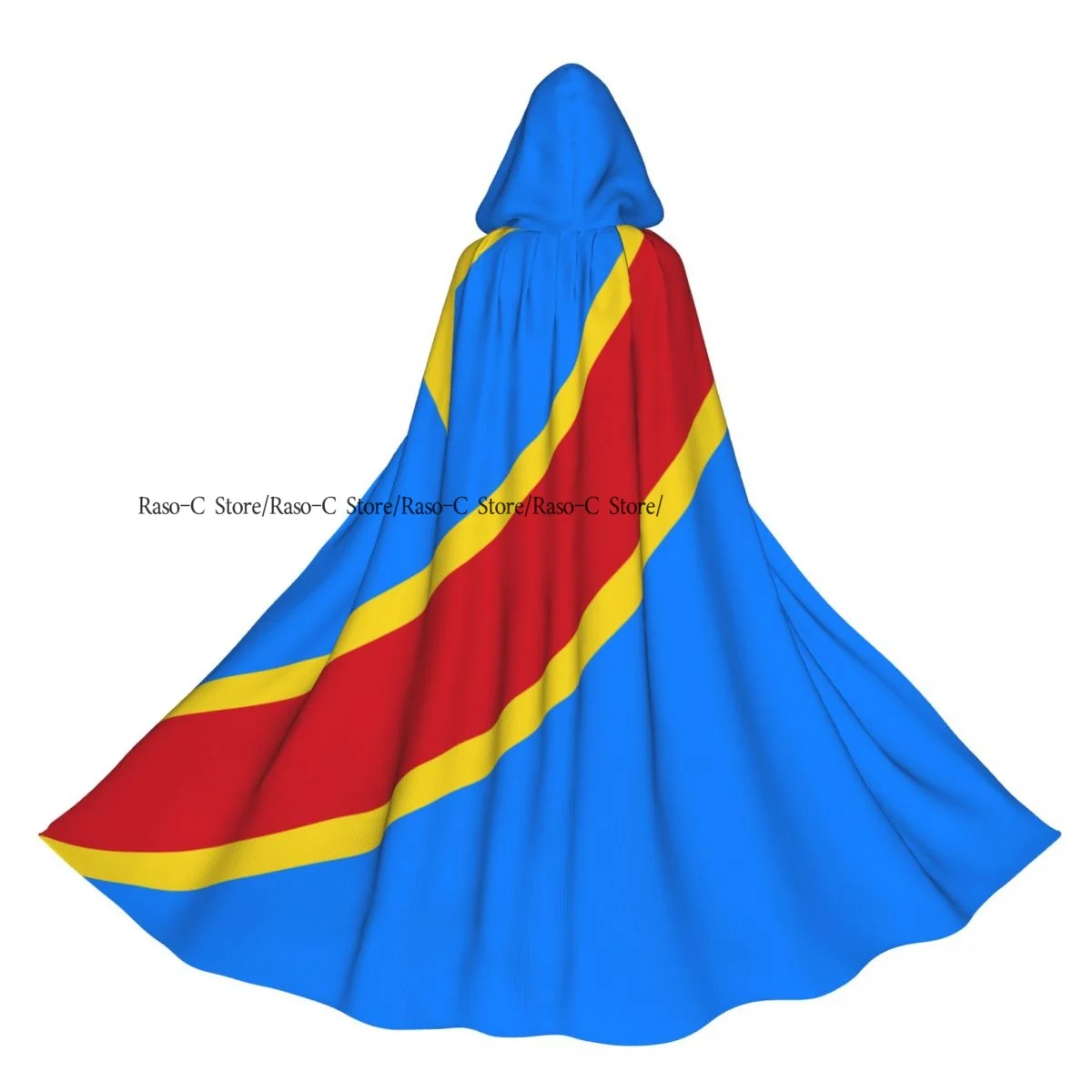

Adult Cloak Cape Hooded Democratic Republic Of The Congo Flag Medieval Costume Witch Wicca Vampire Elf Purim Carnival Party