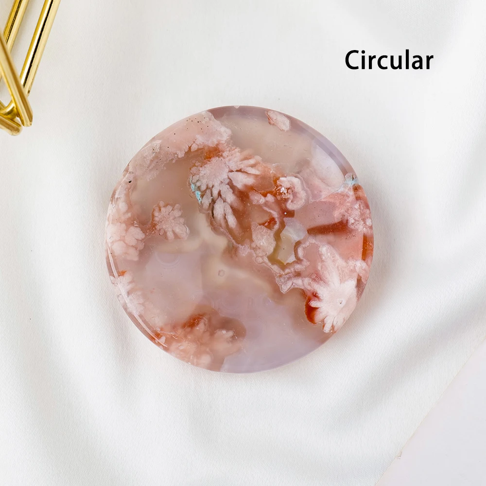 Natural Sakura Agate Cavring Cherry Agate Crystal Bowl Reiki Chakra Healing Crystal Plate Polishing Minerals Home Bowls Decor