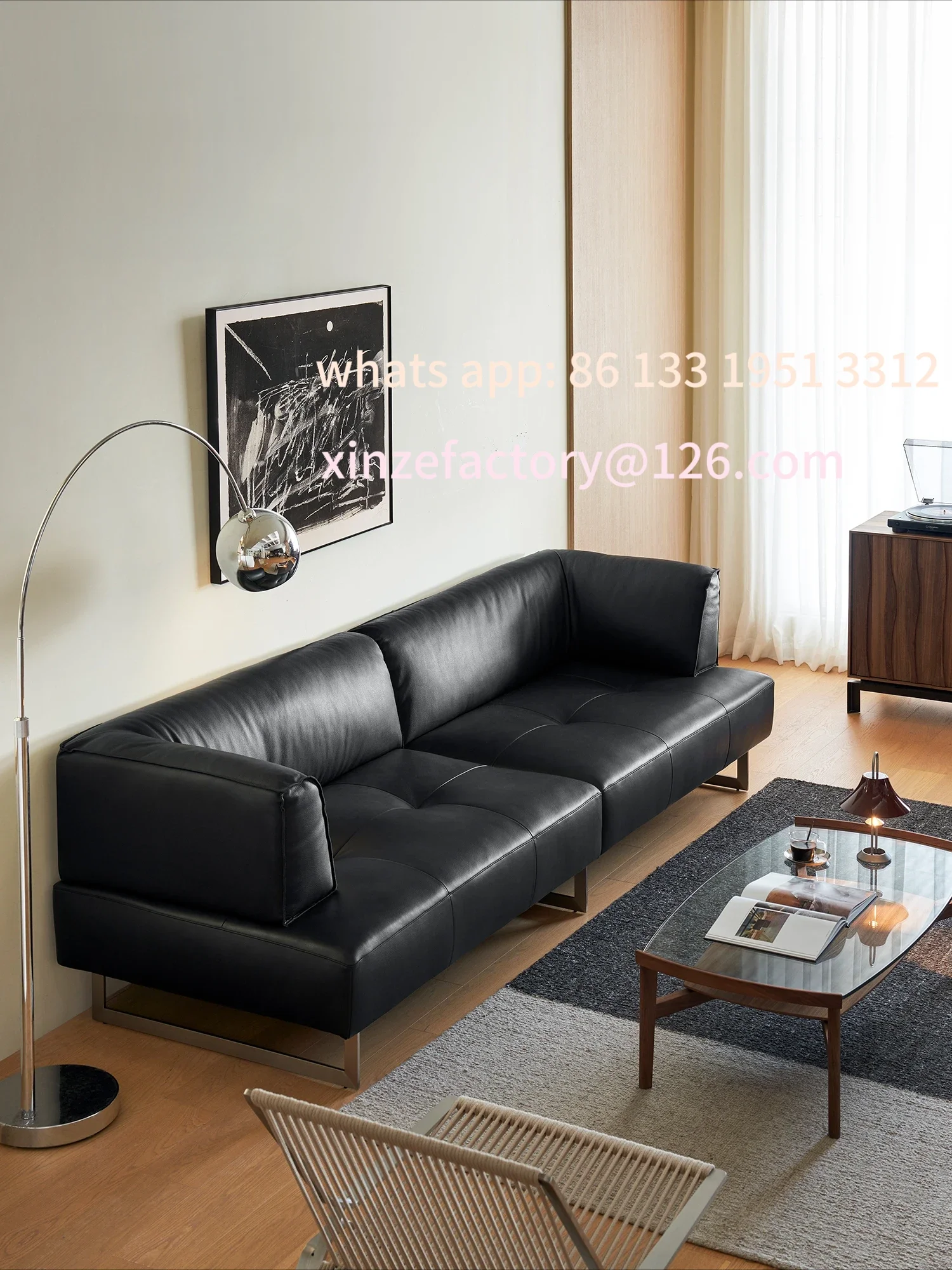 

Customizable Kena Kona/Pompeii all-leather sofa living room modern straight row three-person special-shaped combination Italian