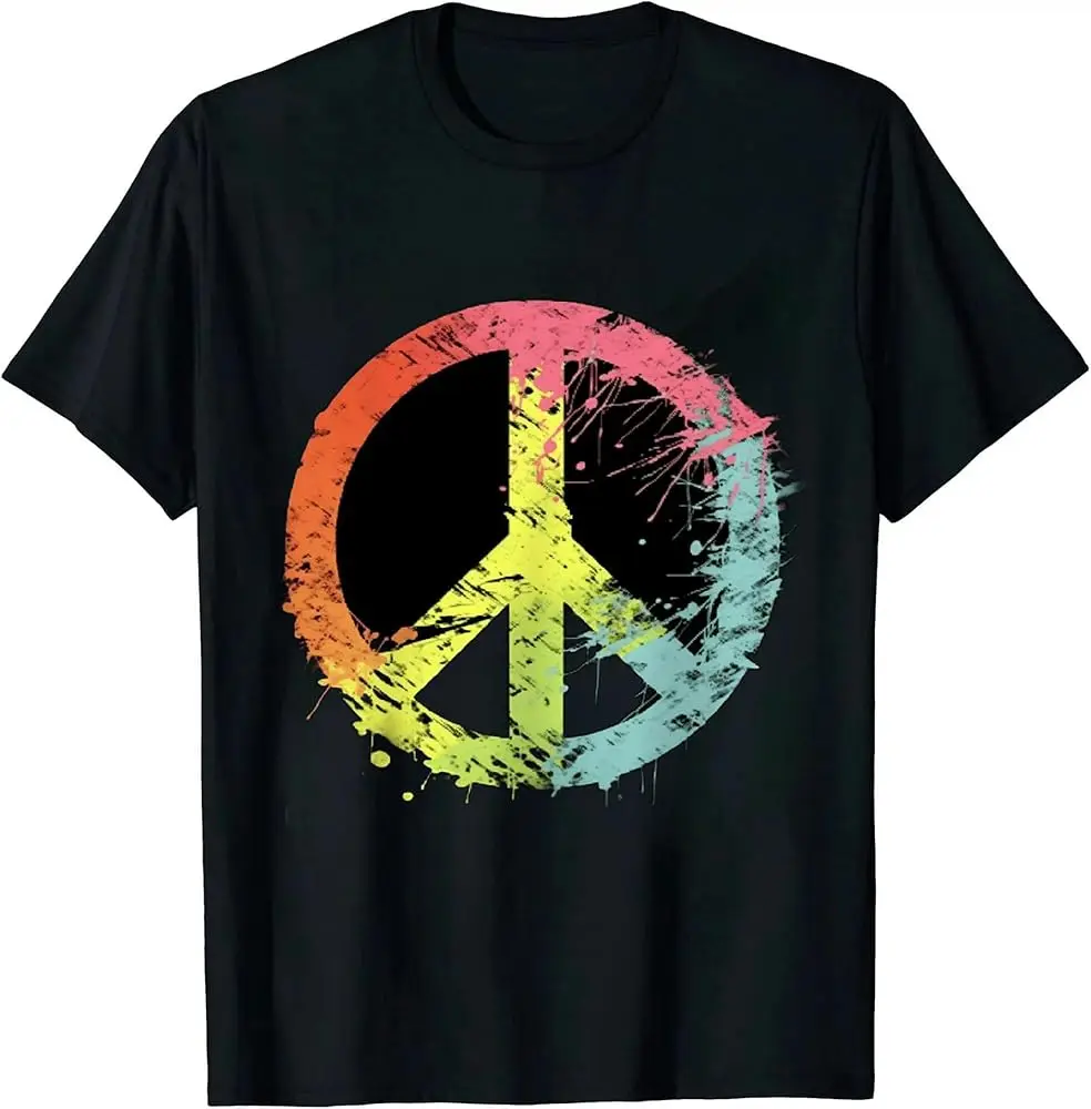 Retro Disappearing Peace Sign Hippie Peace Symbol Art T-Shirt High Quality 100%Cotton Short Sleeve