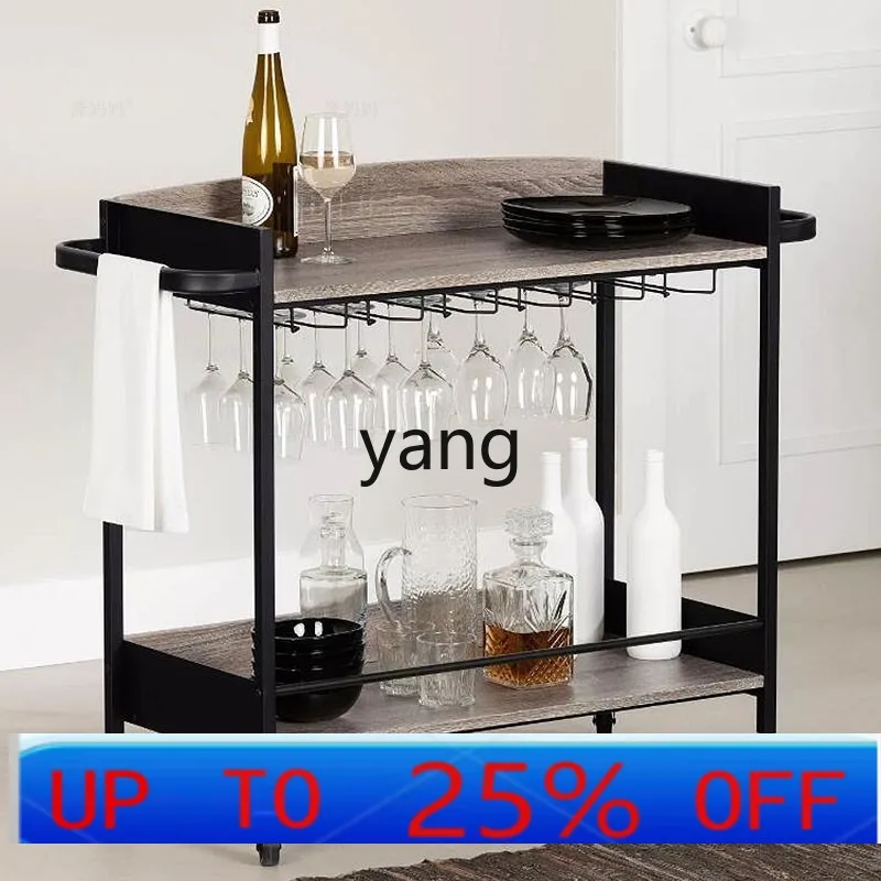 

CX marble wood steak trolley household red wine wrought iron cart