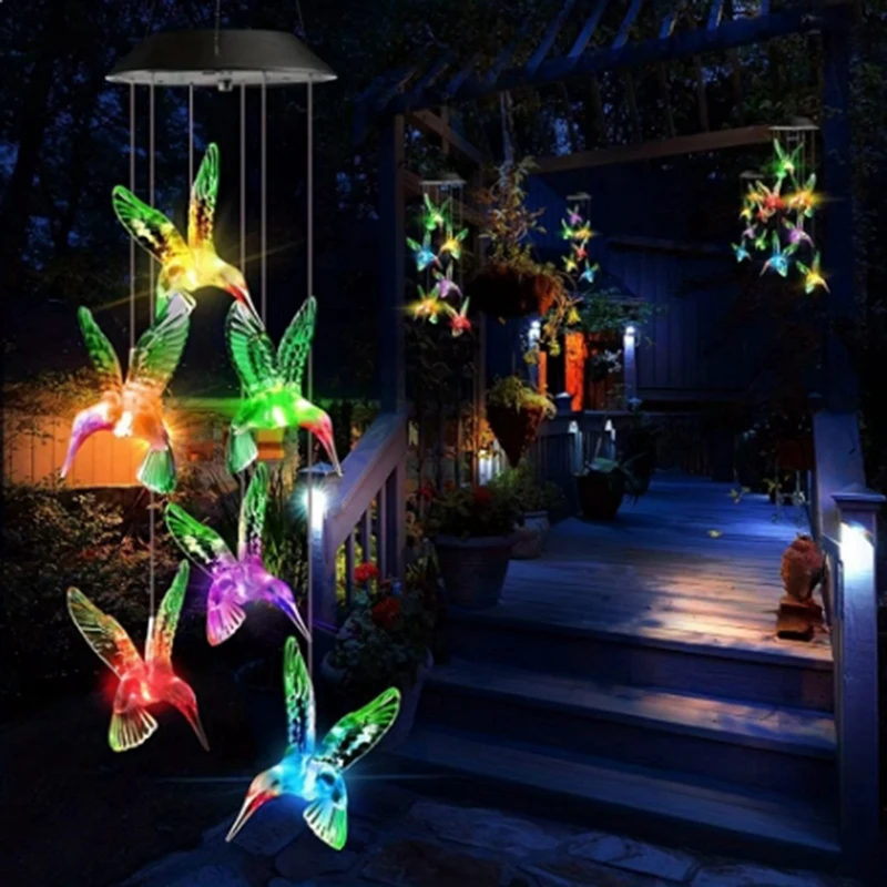 Solar-Powered Hummingbird - Color-Changing Light - Outdoor Garden Decor