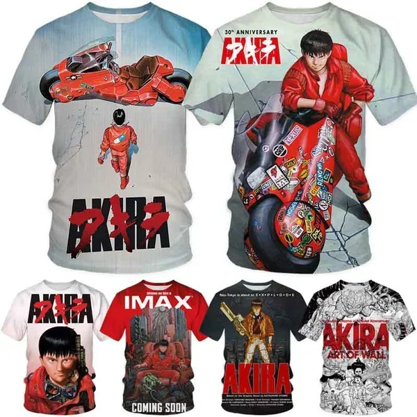 2024 Hot Sales Summer Anime Akira 3D Printing Men's T-shirt Fashion Casual Short Sleeve Tops