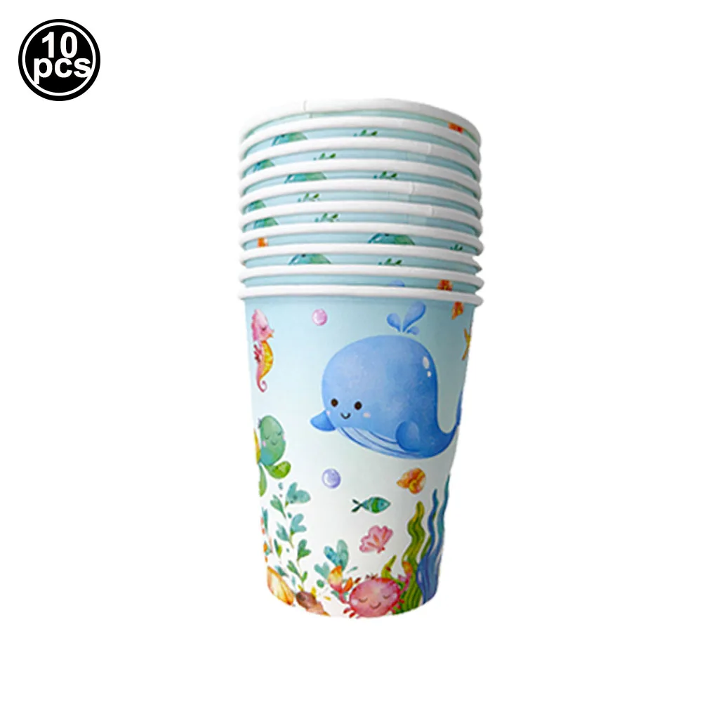 Meerestier Einweggeschirr Teller Tasse Serviette Schildkröte Wal Ballon Kinderbevorzugung Geburtstagsfeier Babyparty Dekoration Zubehör – Detail 6