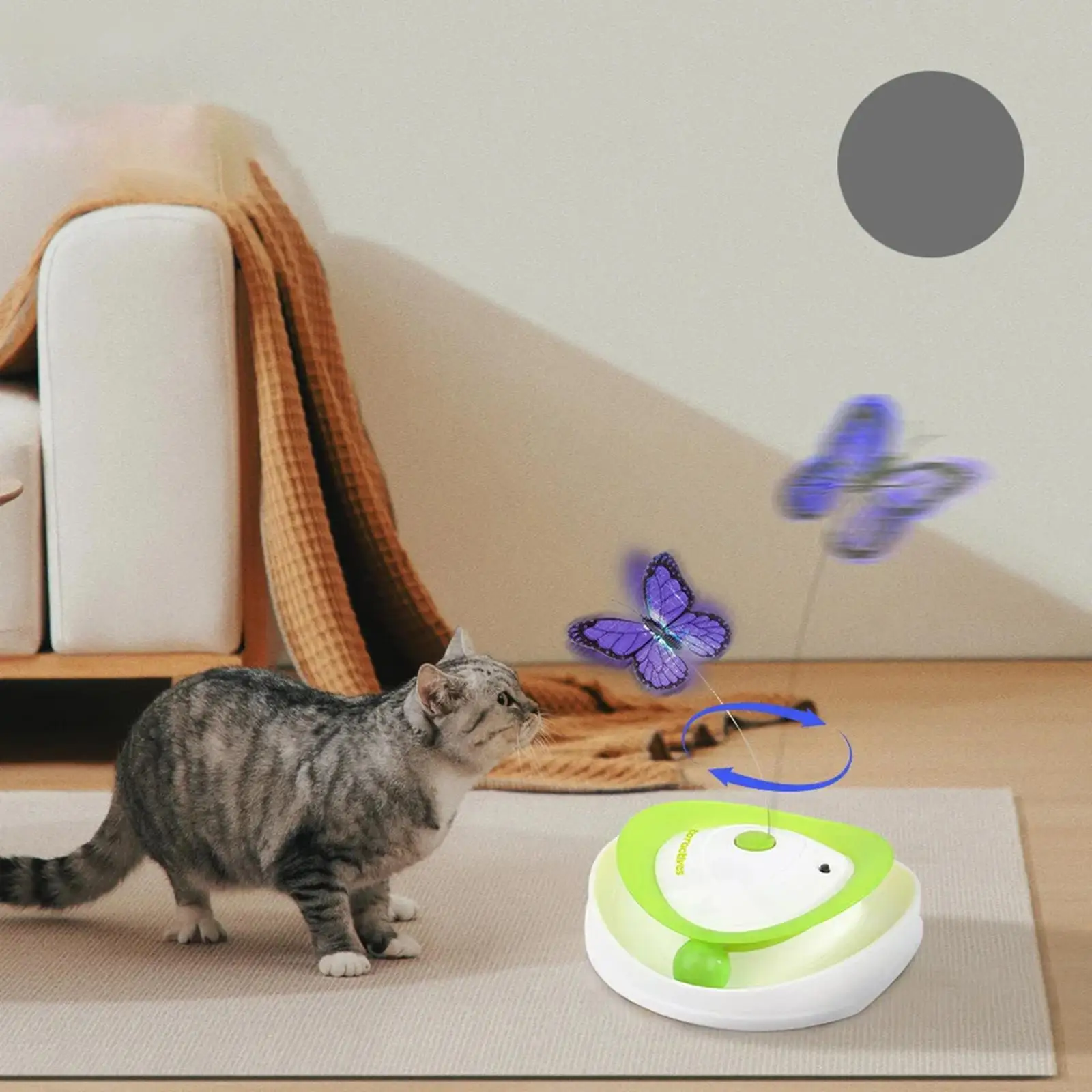 

Electronic Interactive Cat Toy Fluttering Butterfly 2 in 1 Automatic Teaser for Small Medium Cats