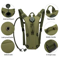 Tactical Water Hydration Pack - Military Class Camel Backpack with 3L Leakproof Water Bladder for Running, Jogging, Cycling