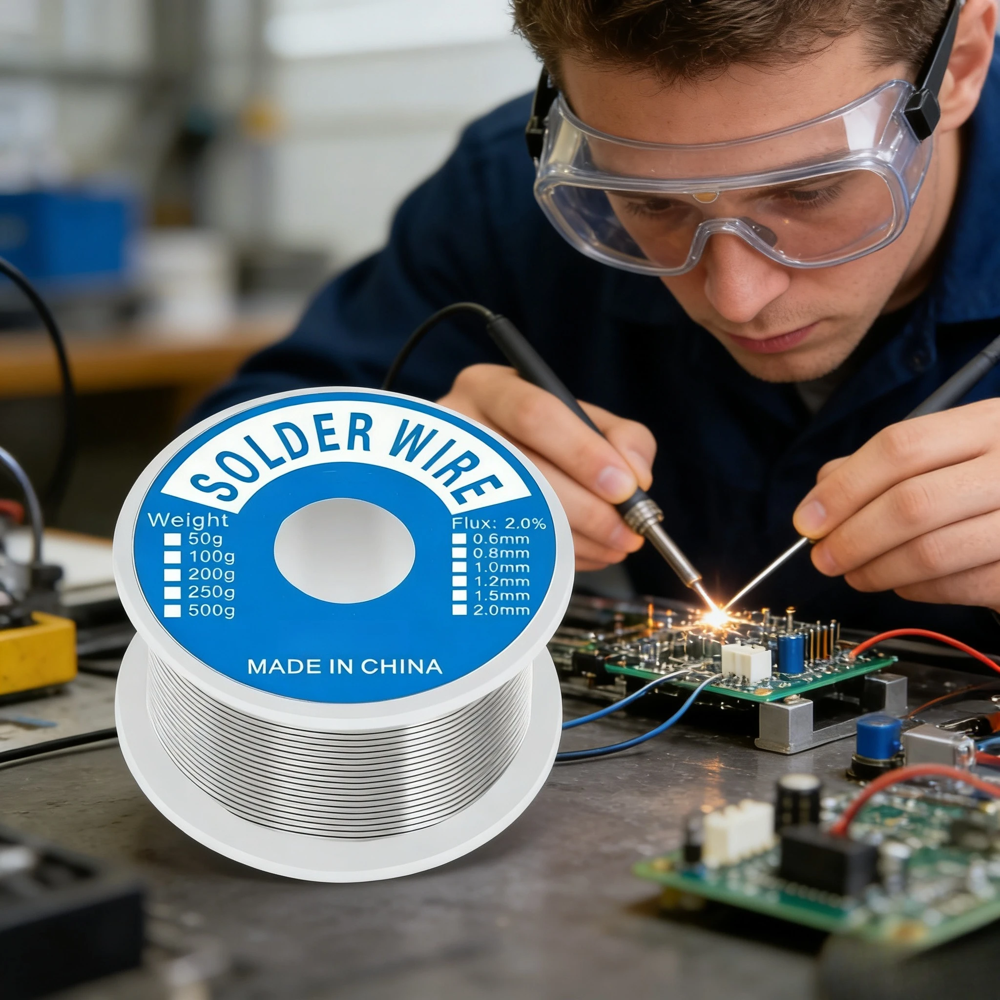 

50g High quality 60/40 solder wire, containing 1.5-2.0% rosin core flux, suitable for electronic product maintenance