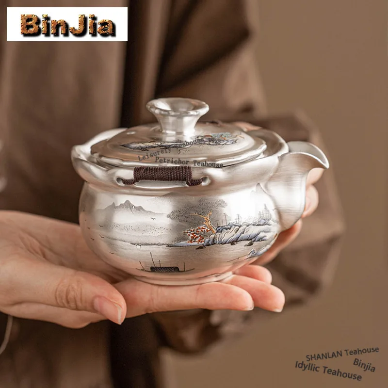 

168ml Gilt Silver Xanadu Teapot Luxury Tea Infuser Pot Tea Soaking Kettle With Strainer Oolong Tea Chinese Tea Set Decoration