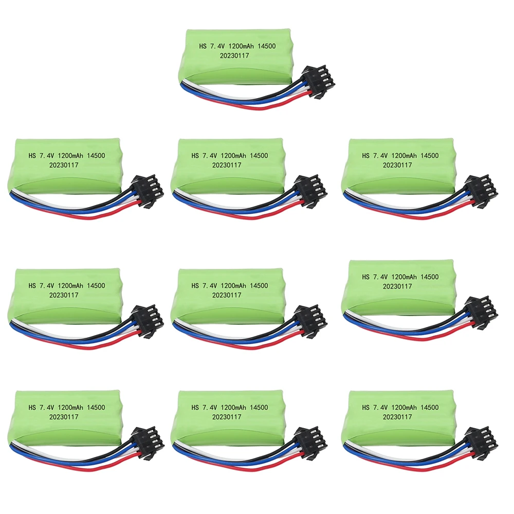 

7.4V 1200mAh 14500 Li-ion battery SM-4P Plug for Electric Toys water bullet gun and RC Off-Road Racing Boat helicopter toy parts