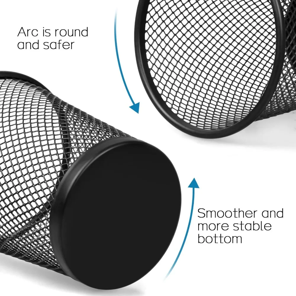 6 عبوات من حوامل الأقلام المعدنية الشبكية السوداء - أكواب تنظيم المكتب للمكتب والمدرسة #3