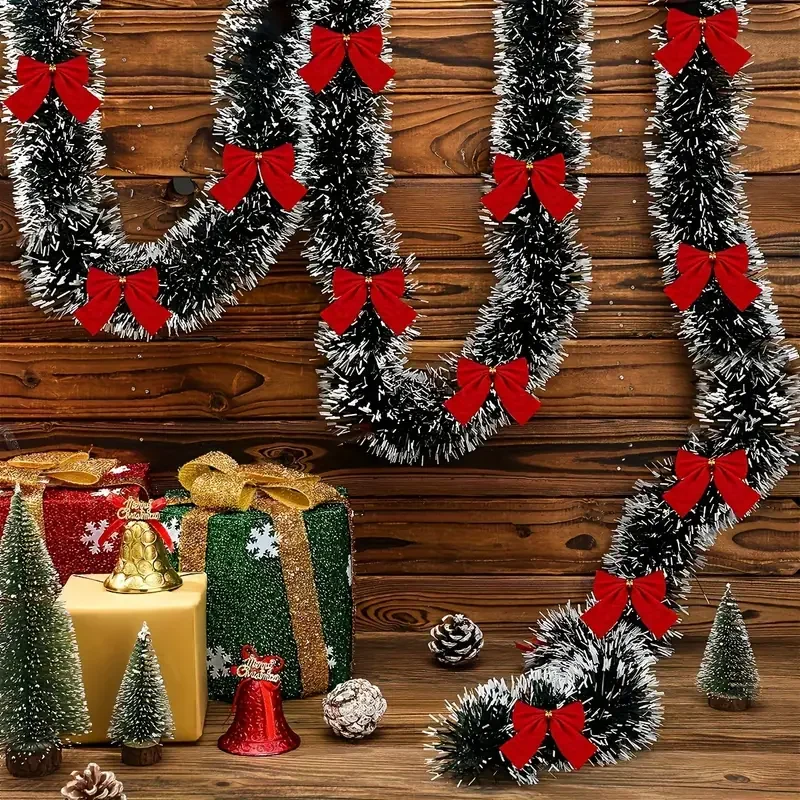 1PC 2-Meter-Long PET Christmas Ribbon Christmas Snowflake Woolen Strip Ceiling Decoration Christmas Home Decoration