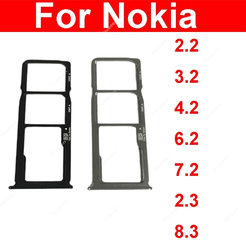 SIM Card Tray Holder Slot Connector For Nokia 2.2 3.2 4.2 6.2 7.2 2.3 8.3 SIM Reader Card Socket Adapter Replacement Parts