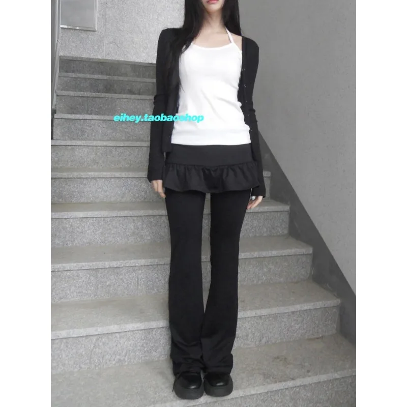

High Waist Pleated Solid Color All Match Wide Leg Pants Women 2024 Autumn New Korean Streetwear Sexy Slim Casual Pants