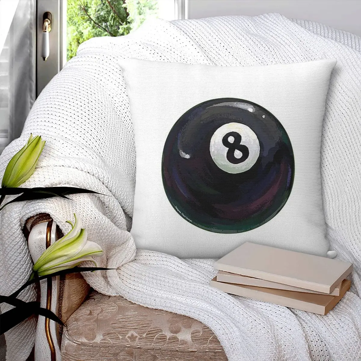 Billiards 8 Ball Square Pillowcase Pillow Cover Polyester Cushion Zip Decorative Comfort Throw Pillow for Home Bedroom