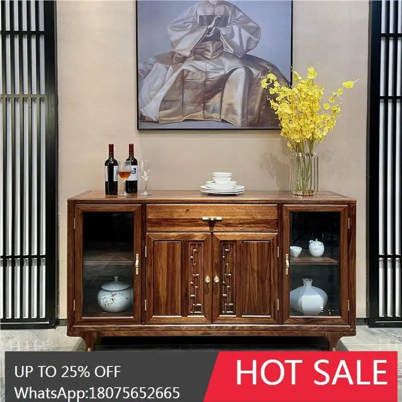 

MJY New Chinese Style Solid Wood Sideboard Storage Cabinet for Home Wall-Mounted Living Room Organizer