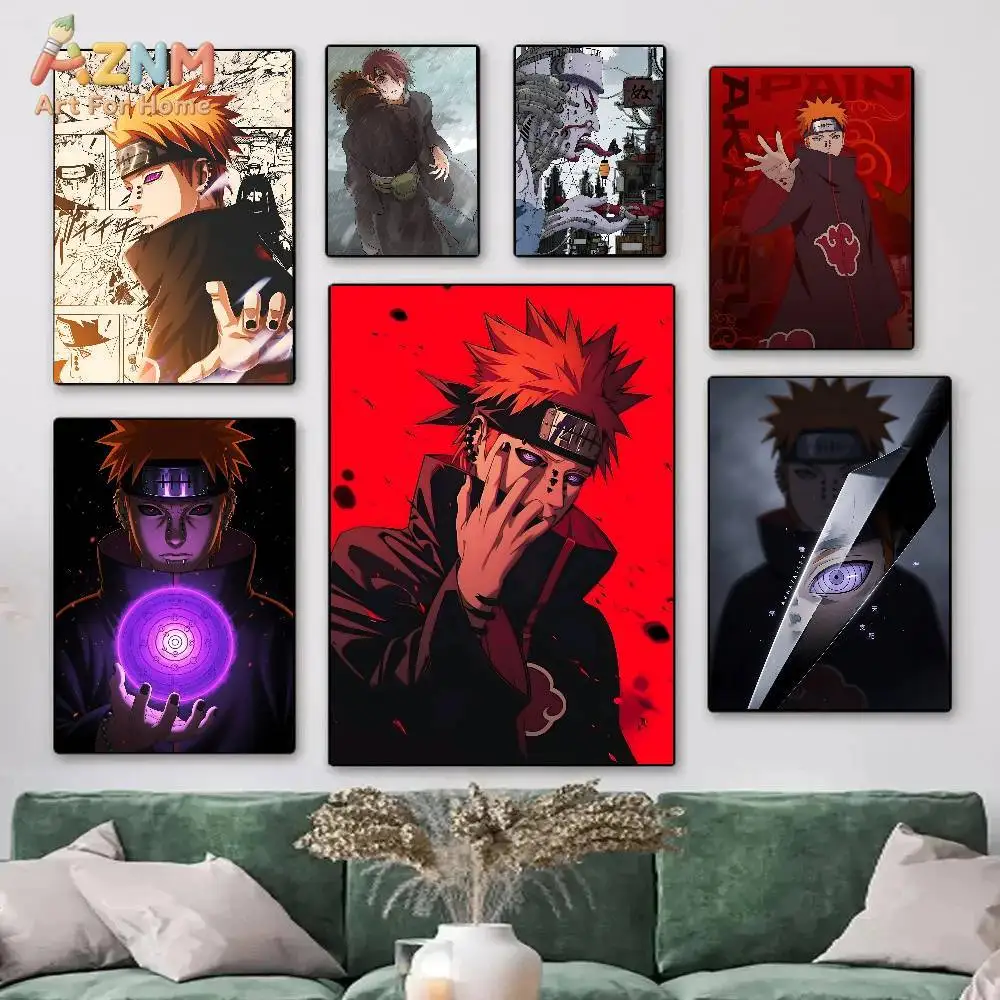 AZNM Naruto Pain Nagato Akatsuki Rinnegan, pintura en lienzo de anime, sin marco, decoración artística de pared, póster