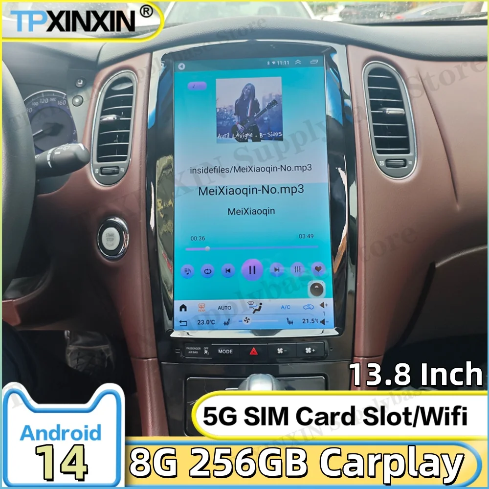 Android 14 Multimedia For Infiniti QX50 EX35 EX25 2013~2022 Radio GPS Navigation Smart HD Stereo Receiver Touch Screen Head Unit