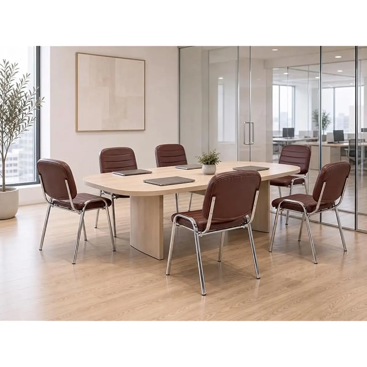 Stackable PU Leather Guest Chairs Set of 3 – Ergonomic Waiting Area Seating with Reinforced Metal Frame – Compact Space-Saving D