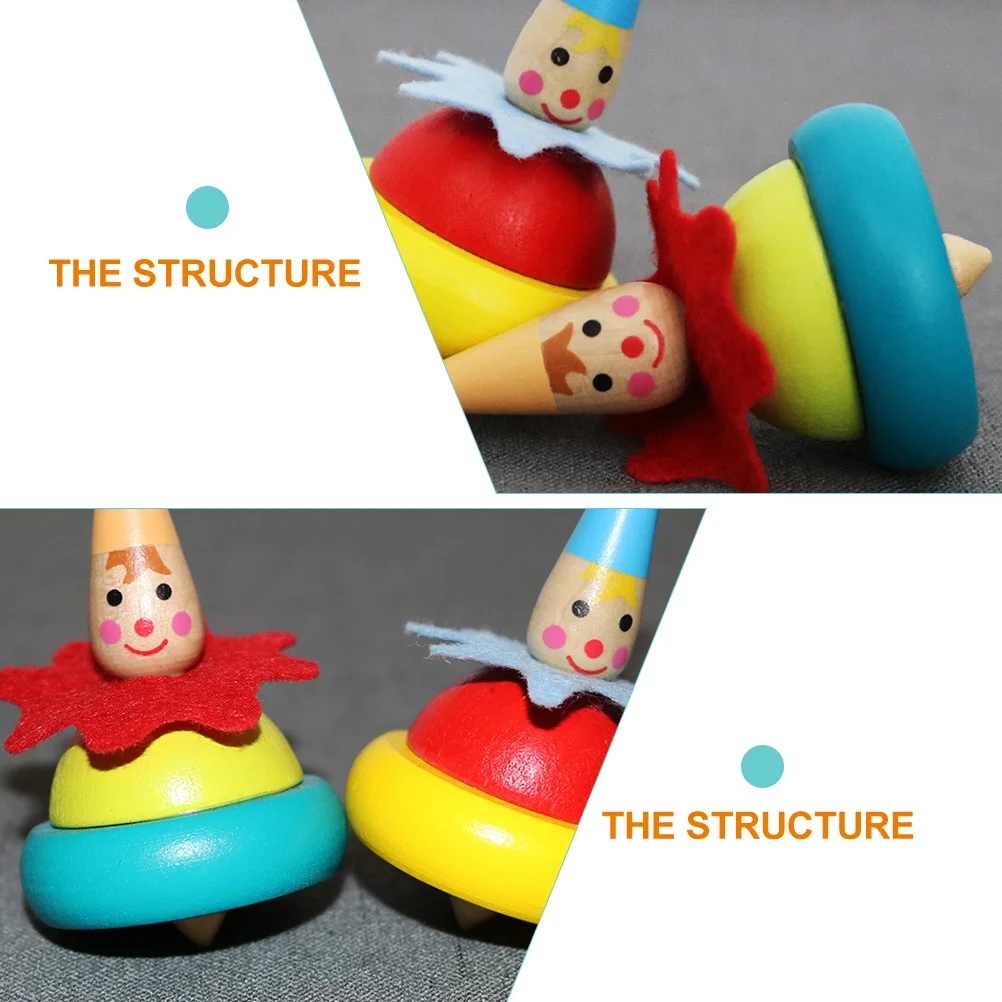 4 Pcs Nostalgia Spinning Top Child Toy Household Kids Gyro Wooden Interactive Adorable Children