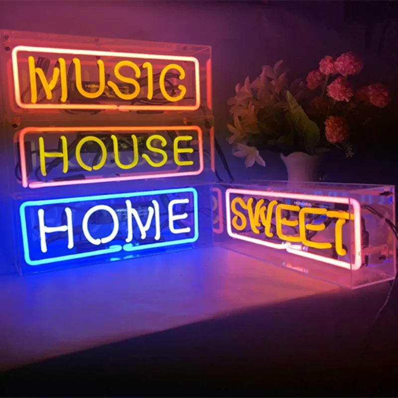 Acrylic Glass Neon Led Light Box Custom Neon Sign Personality Business Store Sign for Home Holiday Christmas Decor Neon Lamp