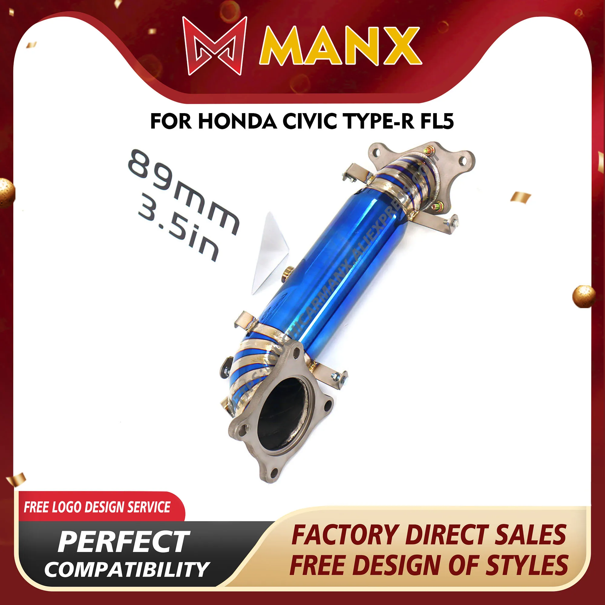 

MANX Exhaust system for Honda Civic Type-R Fl5 Ti Increase pipe diameter TIG manual welding Downpipe