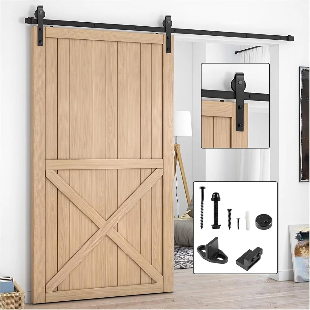 6.6 FT/200cm Sliding Barn Wood Door Hardware Steel Slide Closet Rail Track Set