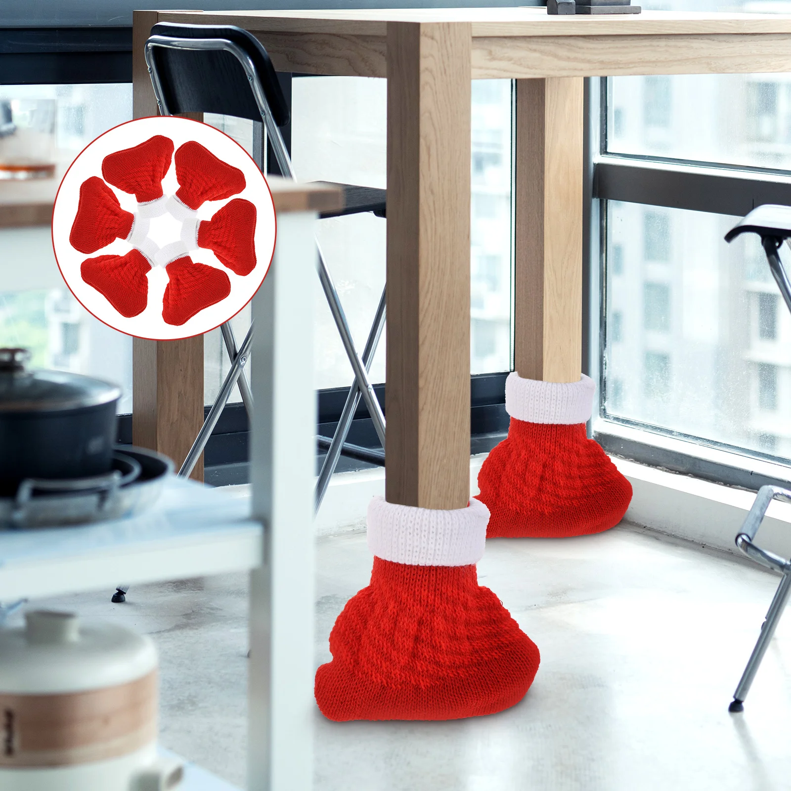 

16pcs Christmas Chair Leg Covers Table Feet Protectors Holiday Home Decor Furniture Socks Wood Floor Anti Scratch Fabric Chair