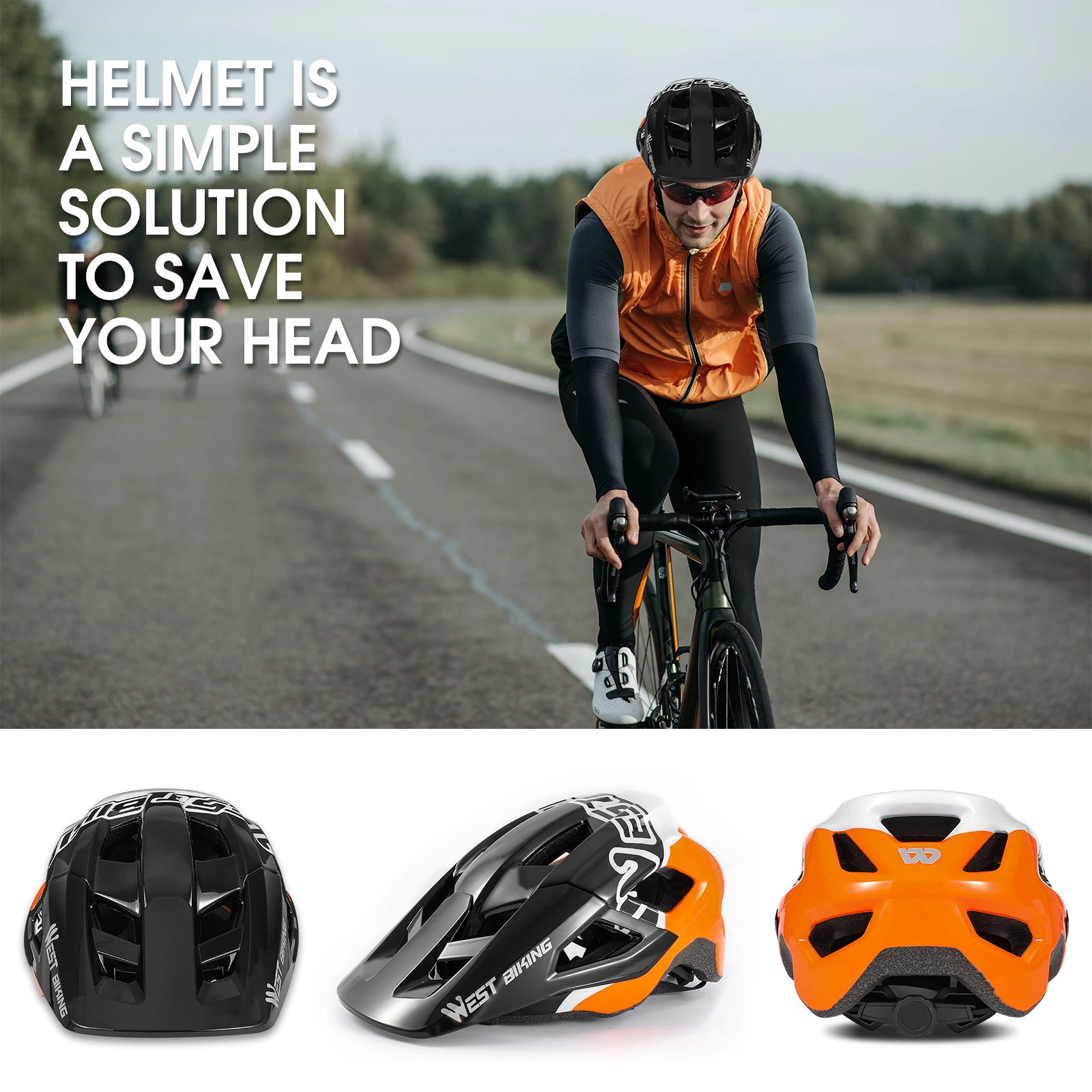 WEST BIKING Cycling Helmet Comfort Lining Lightweight Hollow Men Women Adjustable Riding Safety Cap MTB Bike Bicycle Helmet