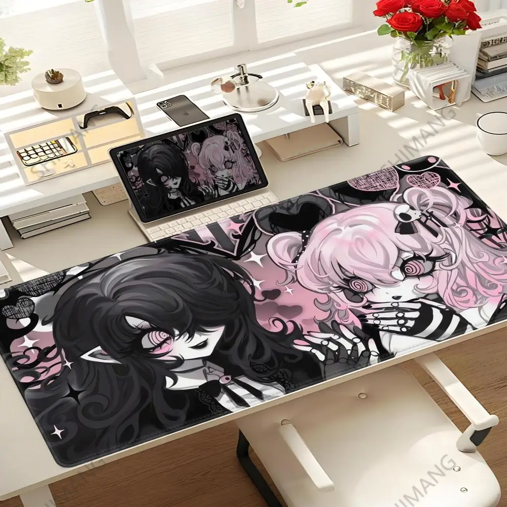 Anime Cute Angel Girls Mouse Pad Laptop Gaming Extended Desk Mat PC Kawaii Gamer Cabinet Mousepad XXL Keyboard Rug Pink Carpet