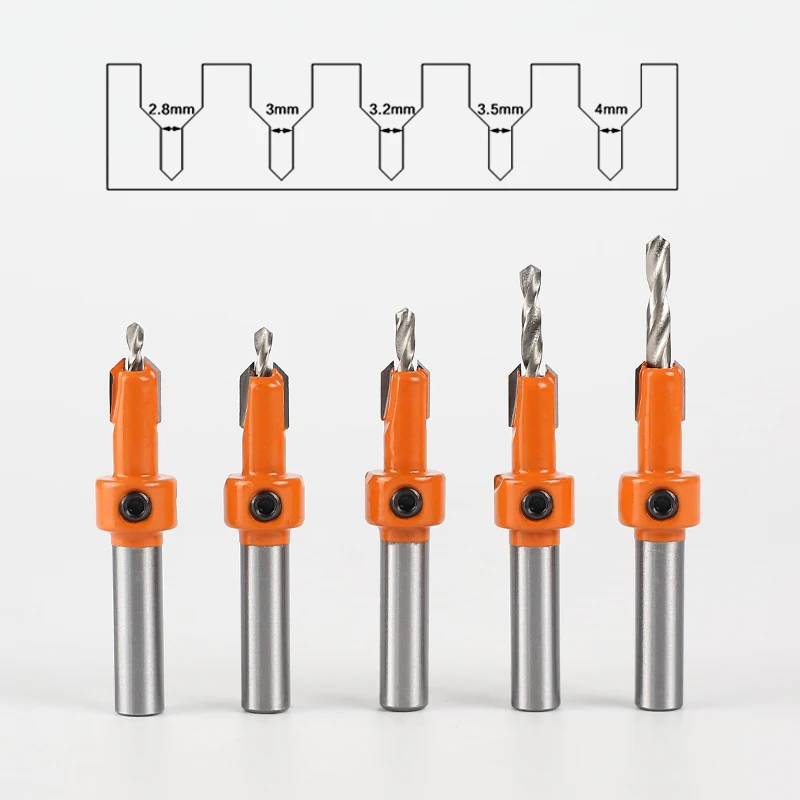 8mm Shank HSS Woodworking Countersink Router Bit Set Screw Extractor Remon Demolition for Wood Milling Cutter