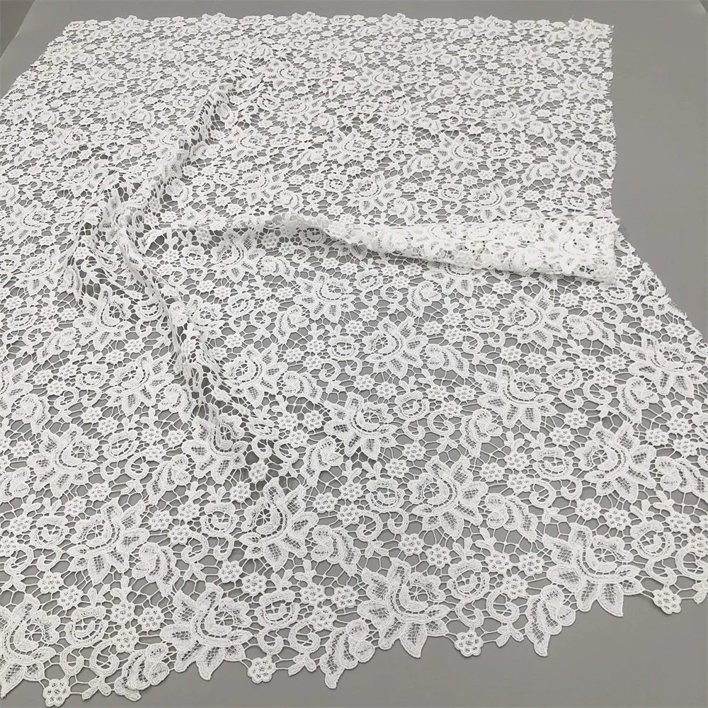 2026 Afrikanischer Stoff Luxuriöse Hochwertige Spitze Wasserlösliche Bestickte Modische Weiche Weiße Spitze 5 Yards – Detail 9
