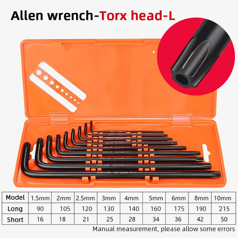 9PCS Screwdriver Hex Wrench Set Double-End L Type Allen Key Hexagon Ball Torx Star Head Spanner Key Set Hand Tools