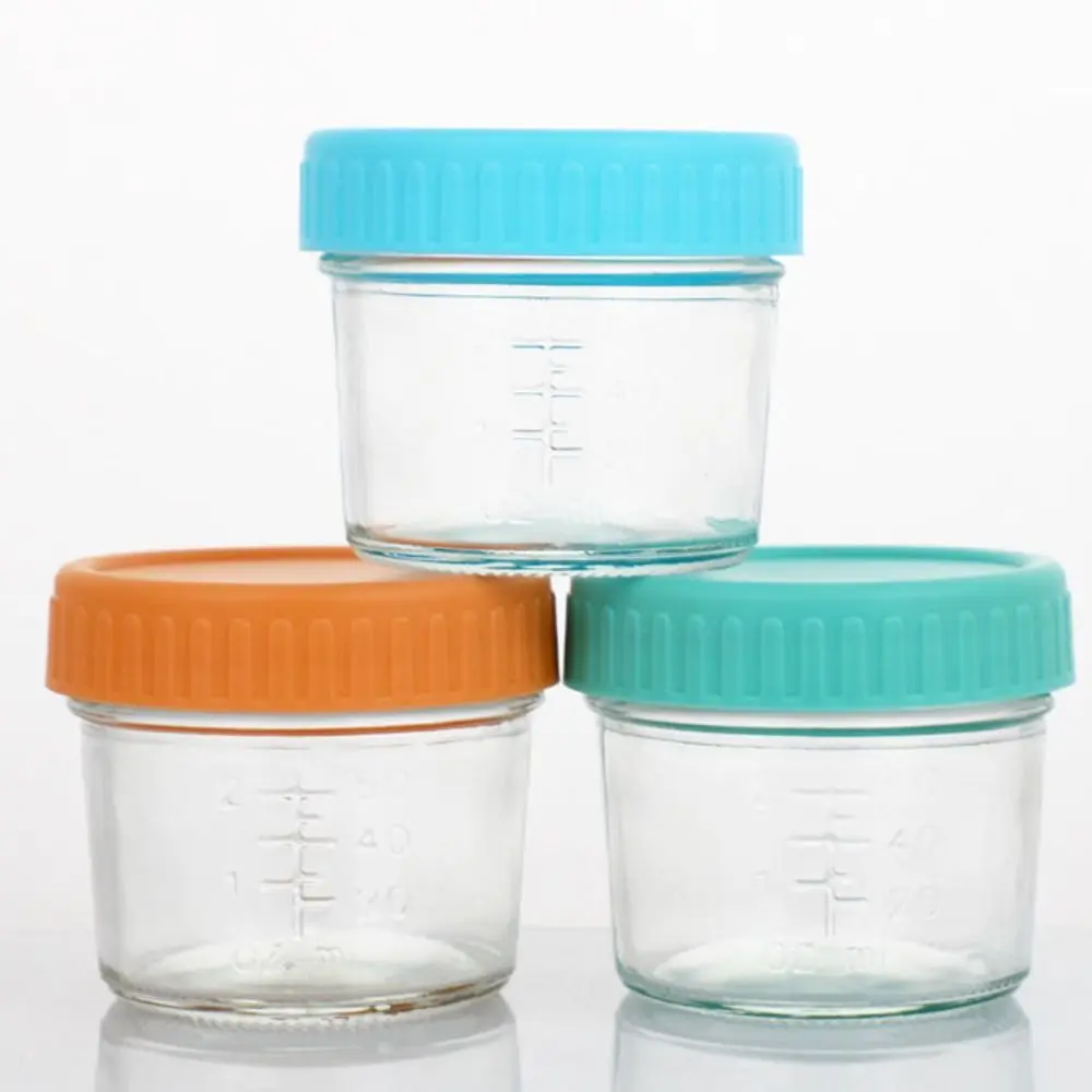 6pcs Multipurpose Glass Baby Food Jar Reusable with Lid Dipping Sauce Cup with Scale Leakproof Salad Dressing Container Honey