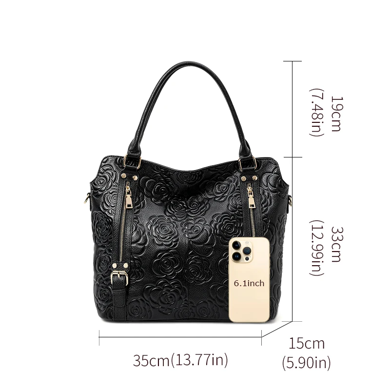 Fashion Embossed Leather Handbag One-Shoulder Crossbody Bag Stylish Temperament Women's Accessory view 5