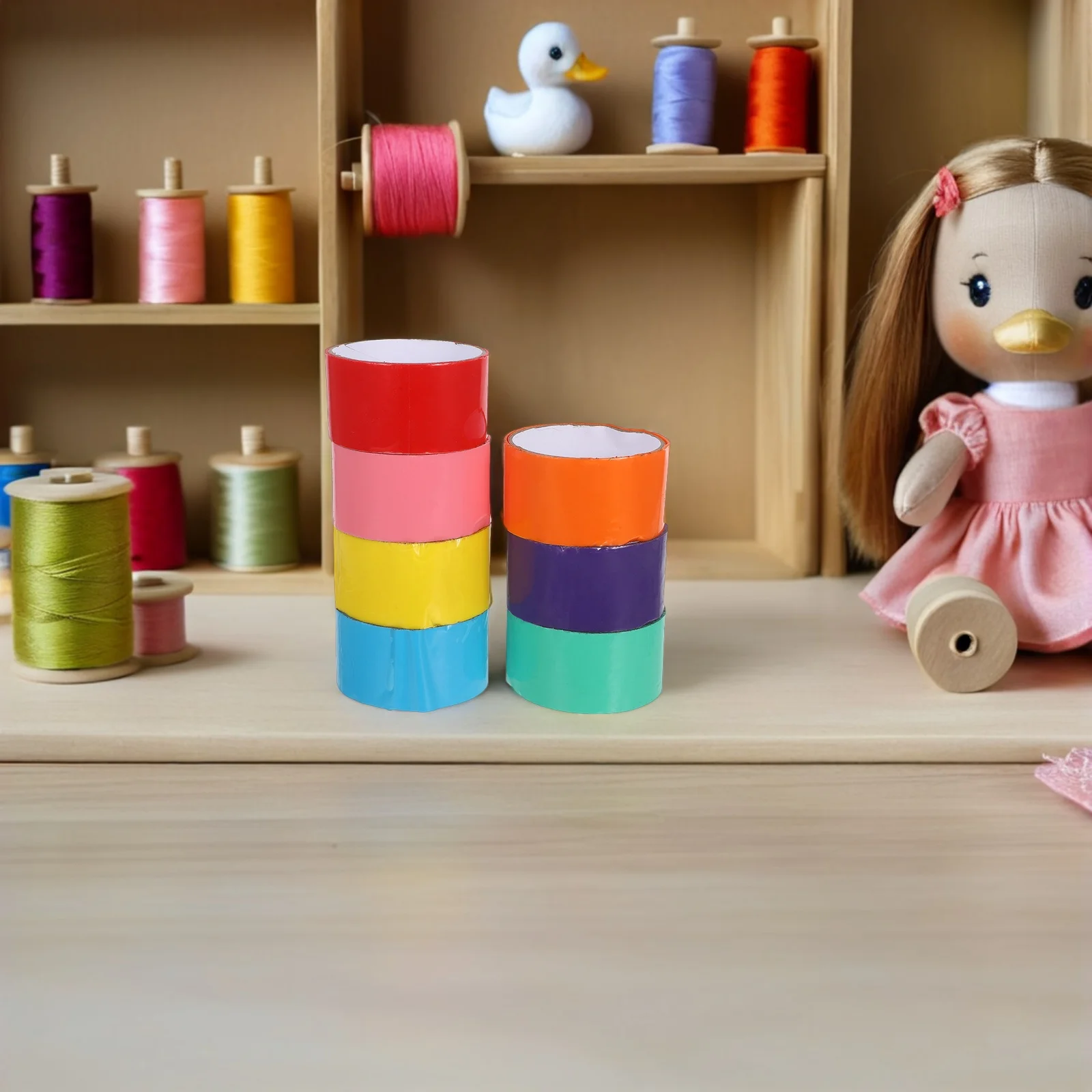 Rouleau de ruban adhésif fort arc-en-ciel, 7 pièces, large boule collante, artisanat pour enfants et adultes, décompression sensorielle, rouleau de ruban adhésif coloré