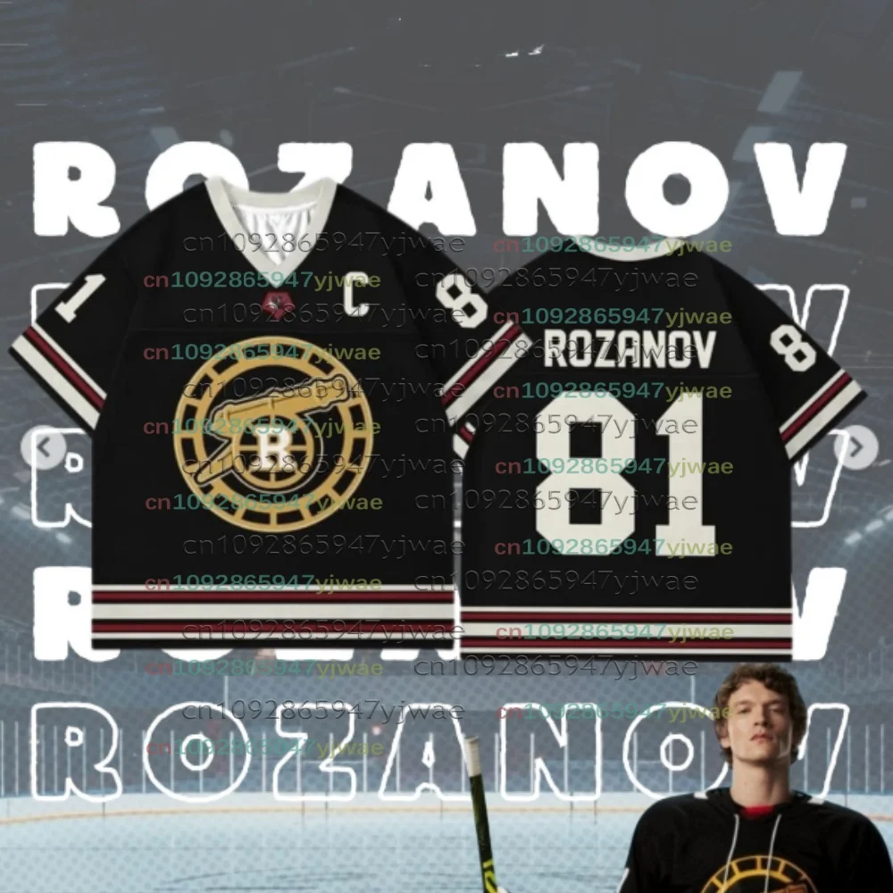 2026 Bestseller Herren Rozanov & Hollander Eishockey-Trikot V-Ausschnitt Kurzarm-T-Shirt, Hookey-Trikot, Ilya Rozanov Shane Beach Tees