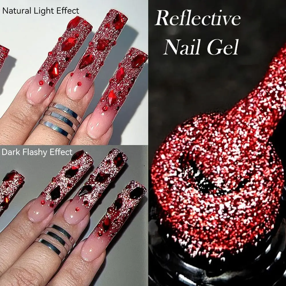 반짝이는 형광 글리터 효과 네온 반사 네일 젤 7ml 플래시 네일 젤 폴리쉬 쏙 오프 세미 퍼머넌트 네일 아트 바니쉬