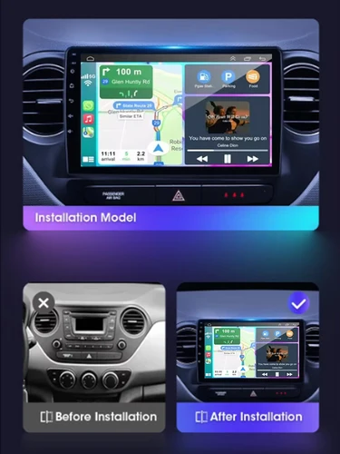 Imagen 2 del producto Radio de coche de 9 ""para Hyundai Grand i10 i 10 2013 2014 2015 2016 2017 2018 Android 15 Carplay Auto Multimidia reproductor de vídeo unidad principal