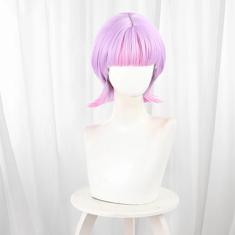 أنيمي البولي يوريثين شعر مستعار تأثيري الوردي الشعر القصير لحفلة Comicon الكبار النساء الرجال