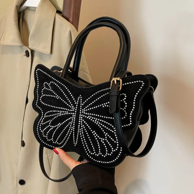 Butterfly Rivet Women's Shoulder Bag 2024 Cartoon Leather Fashion Tote Bag Ladies High Quality Party Funny Unique Cute Handbag