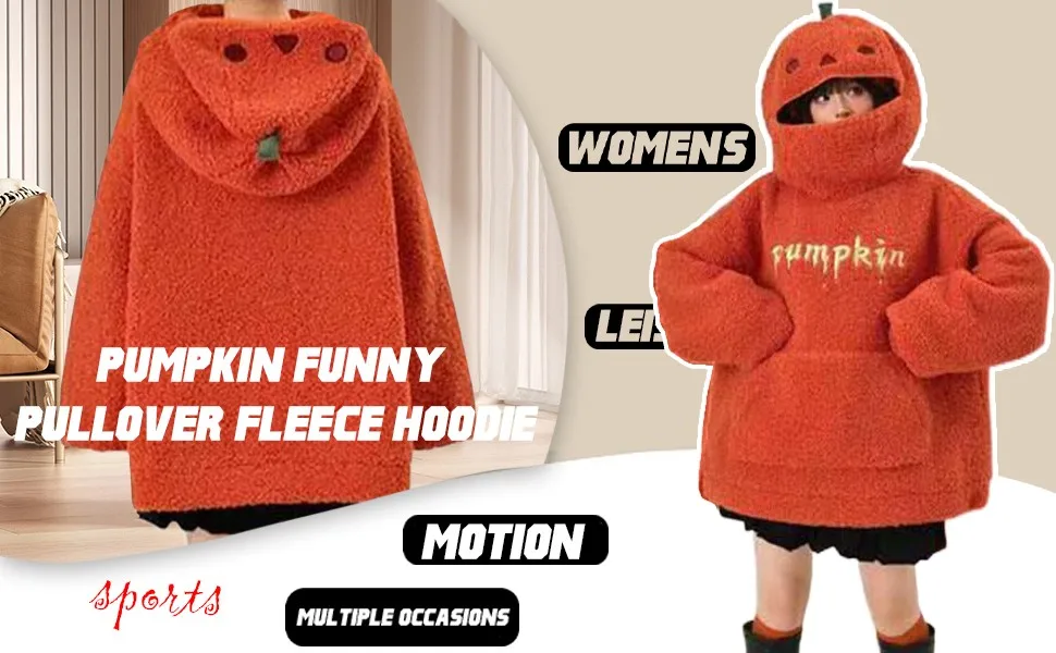 Damska bluza na Halloween z dwustronnego polaru, z nadrukiem dyni, z długim rękawem, codzienna bluza z kapturem, prezent na festiwal lub urodziny.