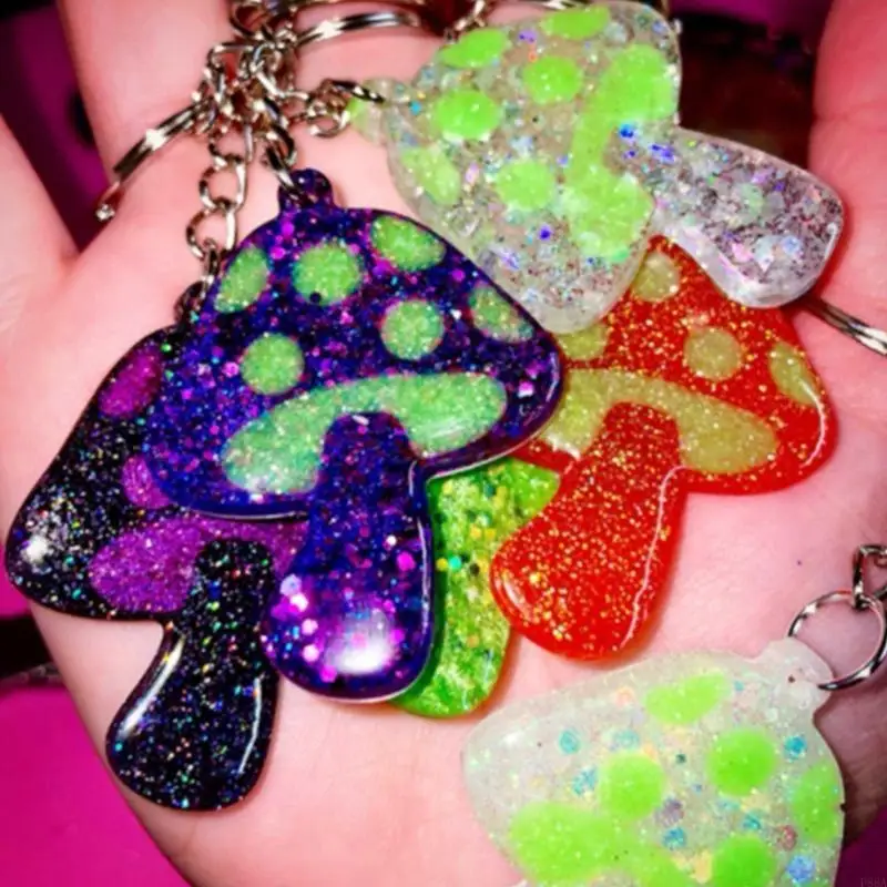 P88A 3 قطع الفطر شكل قلادة المفاتيح العفن الايبوكسي القرط العفن ديكور DIY