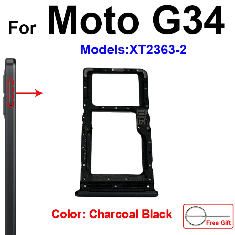 Sim Card Slot Tray Holder For Motorola Moto G14 G34 G84 XT2363 XT2341 XT2347 Sim Card Reader Adapter Socket Replacement Parts