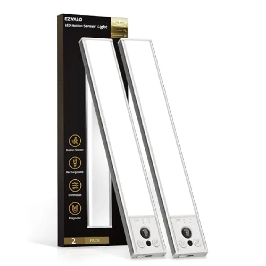 

Under Cabinet Lighting, LED Motion Sensor Light Indoor, 2400mAh USB Rechargeable Closet Lights, Dimmable and Magnetic Wireless