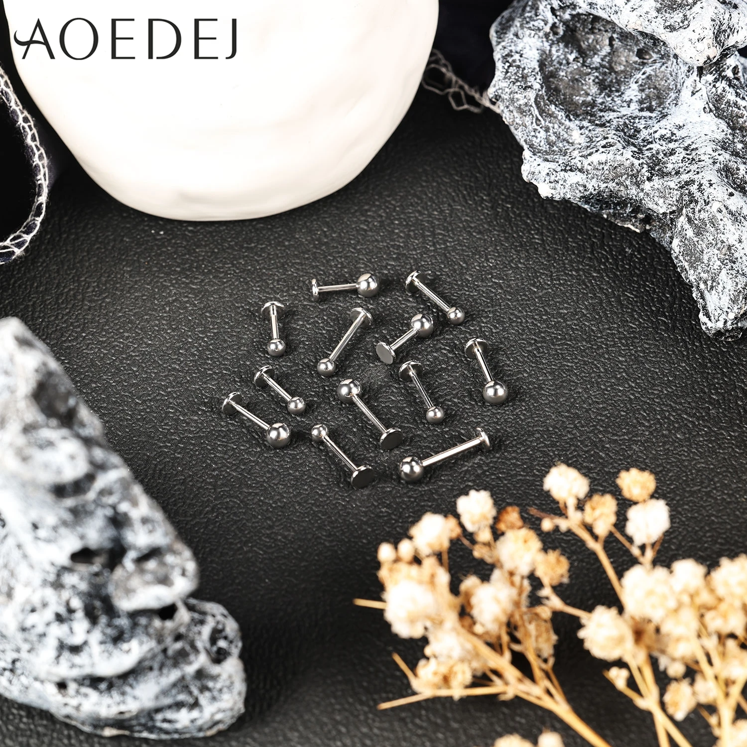 AOEDEJ 1 Piece 16G/18G Stainless Steel Internal Thread Screw Labret Lip Stud 2/3/4MM Round Ball Helix Cartilage Earring Jewelry