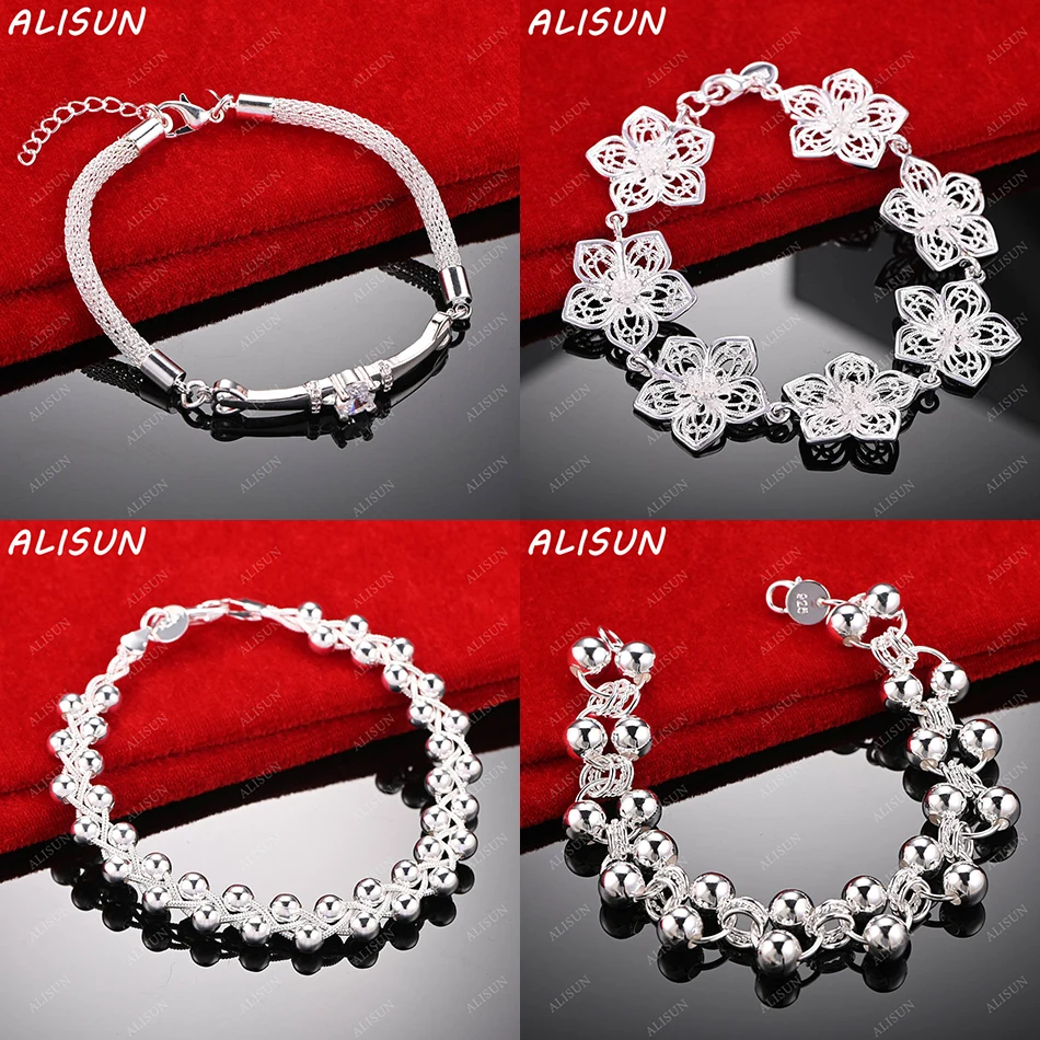 

ALISUN 925 Sterling Silver Bracelets Geometric For Women Men Anniversary Gift Popular Wild Fashion Romantic Jewelry