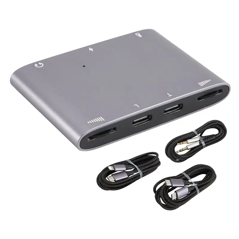 AED7-Audio Interface Adapter For Livestreaming Dual Stereo High-Resolution Sound Card For Live Singing And Recording