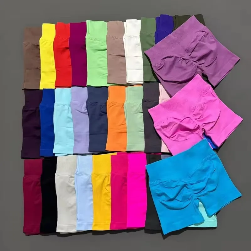 Summer High Waisted Yoga Shorts Fashionable and Sexy Running Fitness Pants Solid Color Yoga Leggings Customizable labels