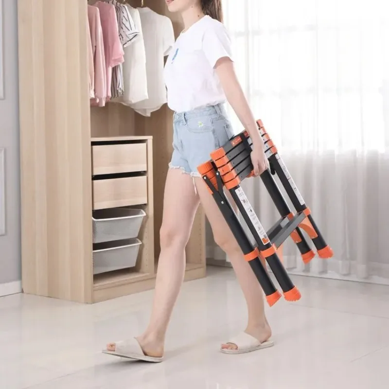 Household Telescopic Ladder, Multi-Function Aluminum Folding A-Frame Ladder, Portable Thickened Step Ladder for Home Maintenance